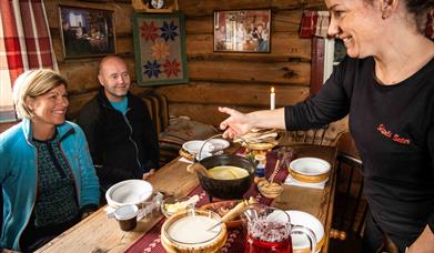 Serving of local food at Selstali Seter