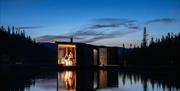 floating sauna at Gausta in the evening