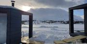 floating saunas at Gaustablikk Fjellresort in winter