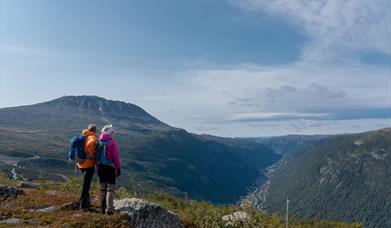 Great view over Rjukan and Gaustatoppen from Skipsfjell at Gausta.