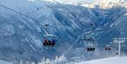 ski lift at Gausta ski center with a view down to Rjukan